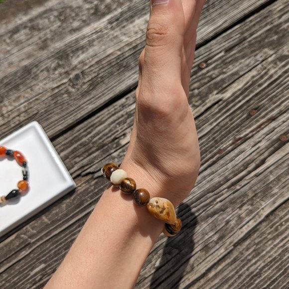 Tiger Eye Stone Glass Bead Stretch Bracelet Bundle - Picture 10 of 11